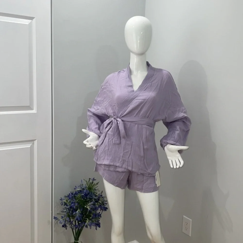 Commense Lilac Two Piece Shorts Set Belted Chic Summer Outfit‎ size S NEW